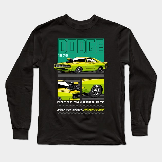 V8 Charger SRT Car Long Sleeve T-Shirt by milatees